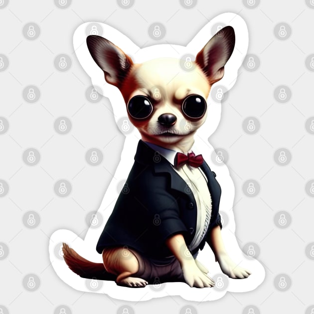 Chihuahua gentleman Sticker by IDesign23